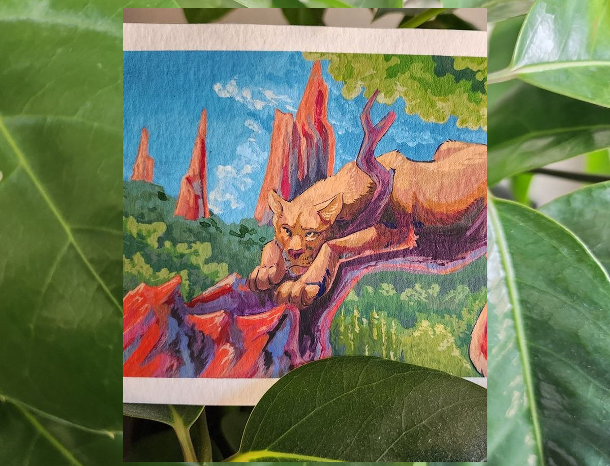 Mountain Lion in Acrylic Gouache Original