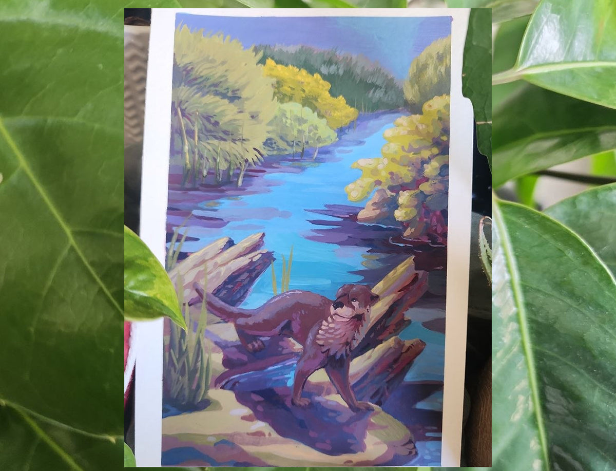 Otter in Acrylic Gouache Original
