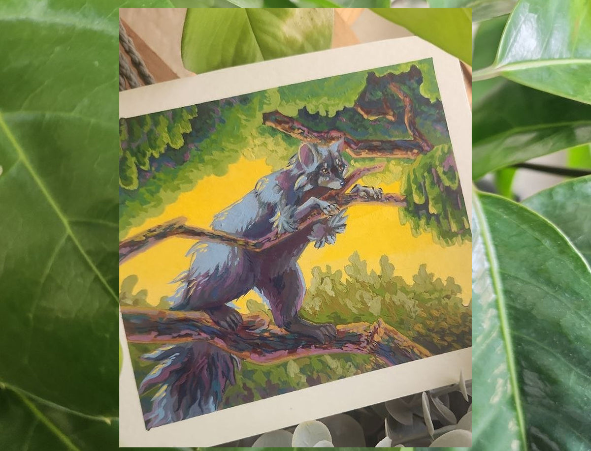 Racoon in Acrylic Gouache Original
