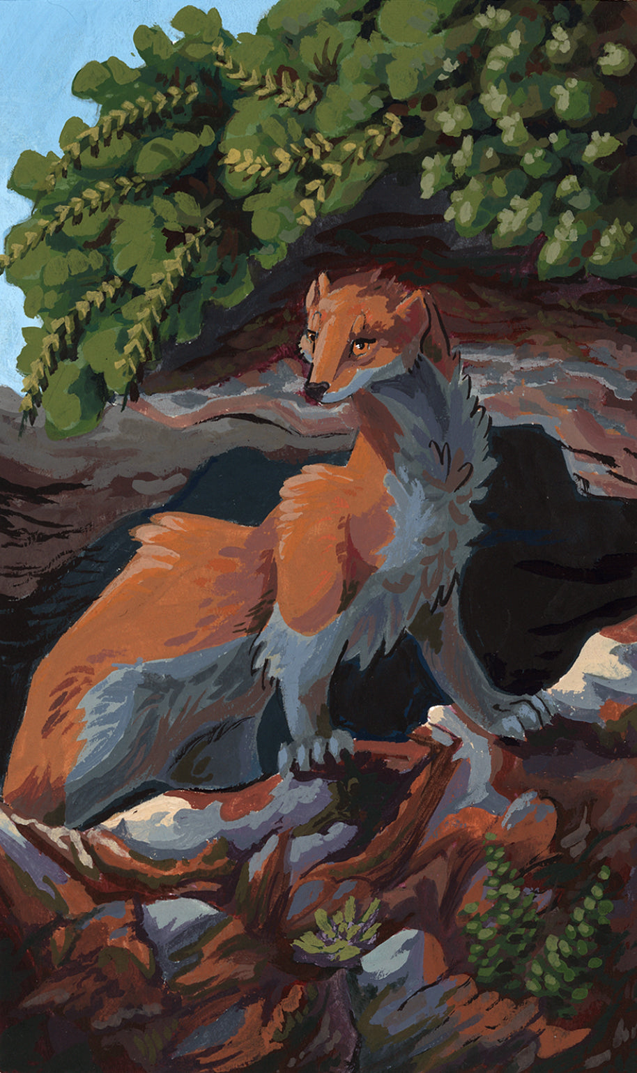 Ermine in Acrylic Gouache Original