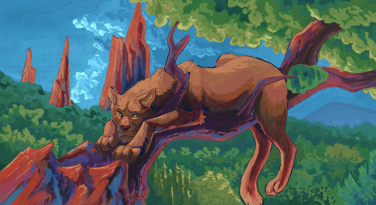 Mountain Lion in Acrylic Gouache Original