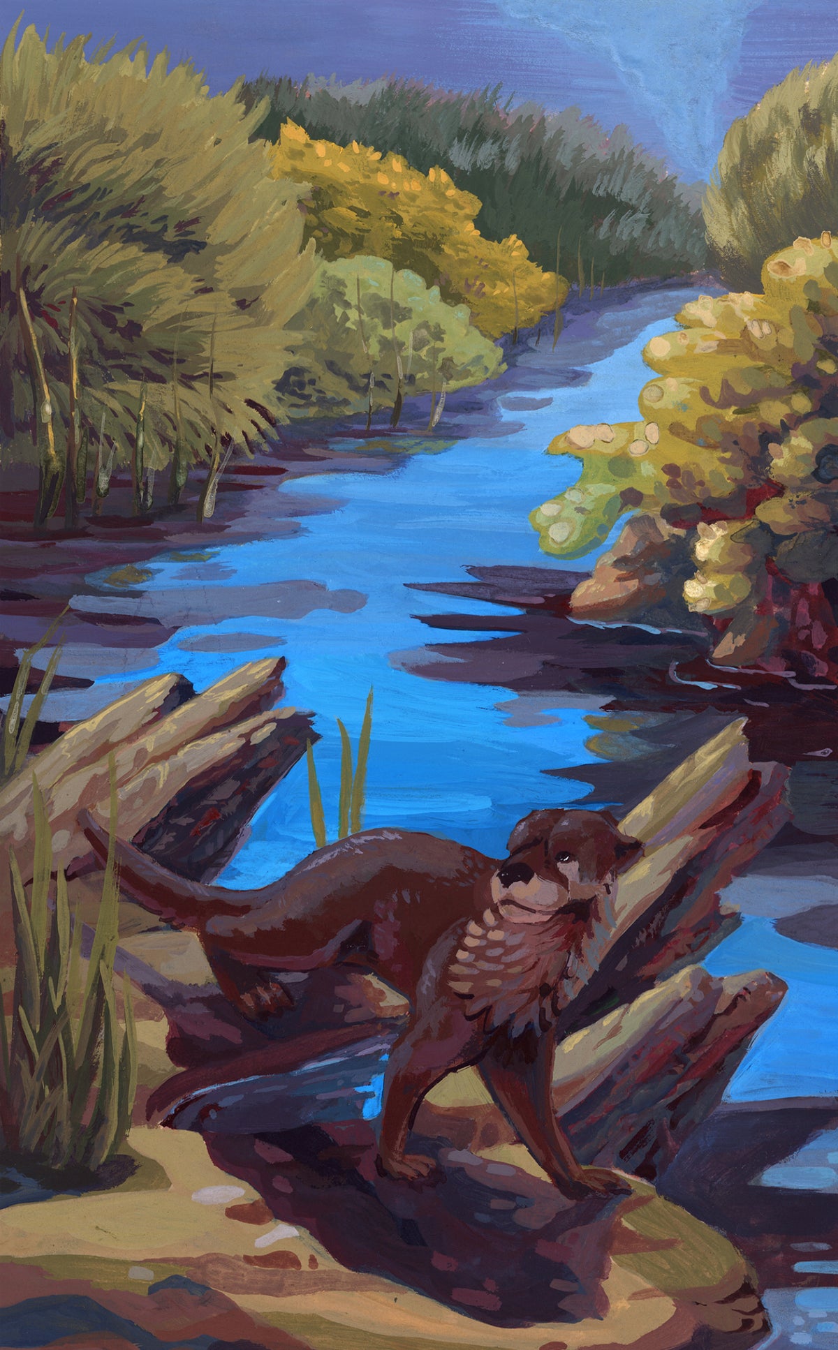 Otter in Acrylic Gouache Original