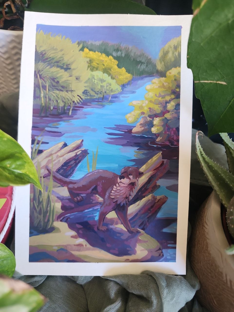 Otter in Acrylic Gouache Original