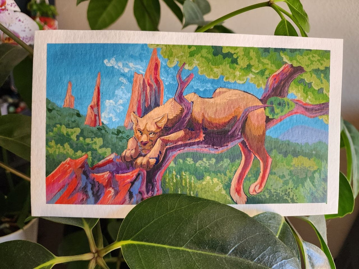Mountain Lion in Acrylic Gouache Original